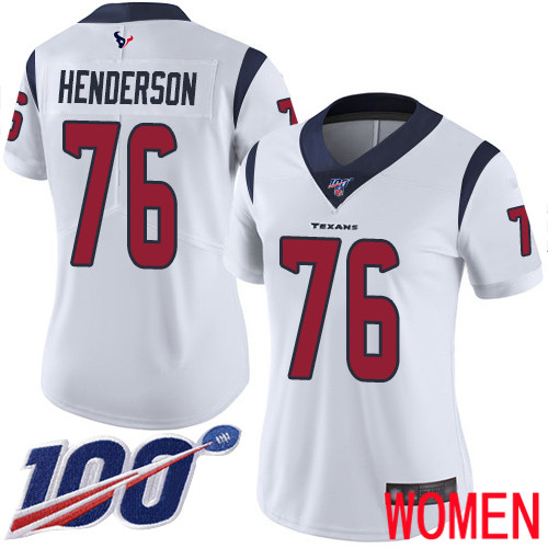Houston Texans Limited White Women Seantrel Henderson Road Jersey NFL Football 76 100th Season Vapor Untouchable